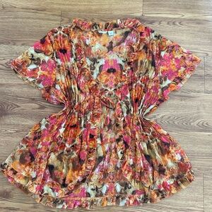 Vibrant Floral Ruffle Blouse